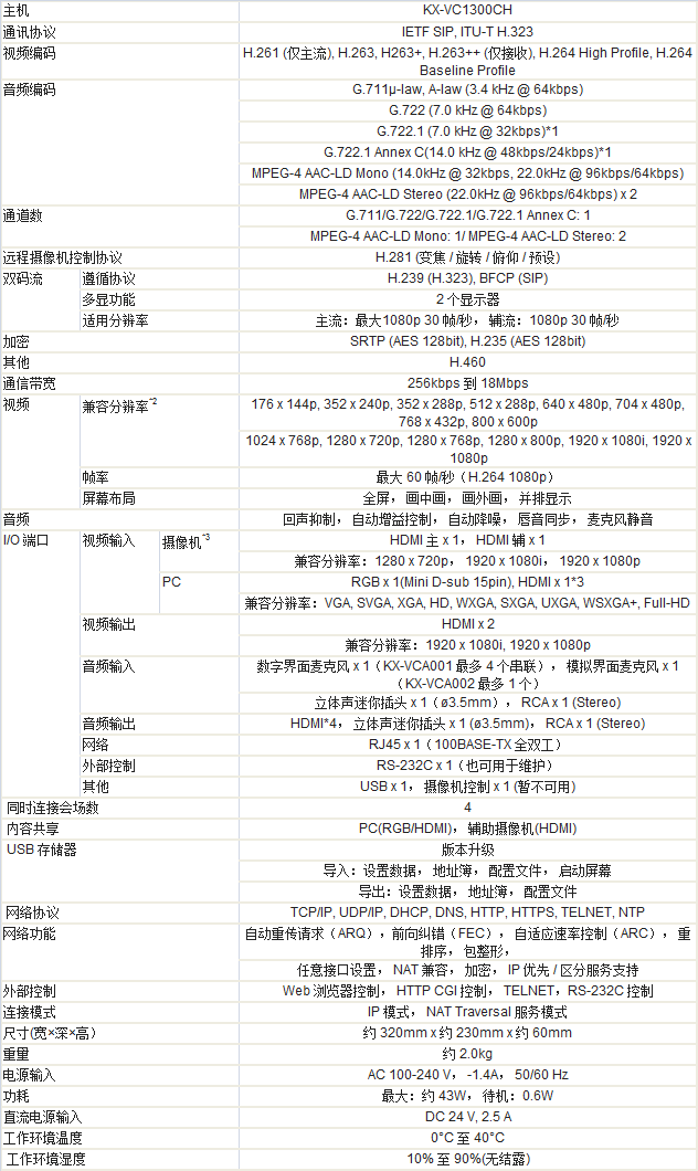 松下视频会议终端KX-VC1300CH