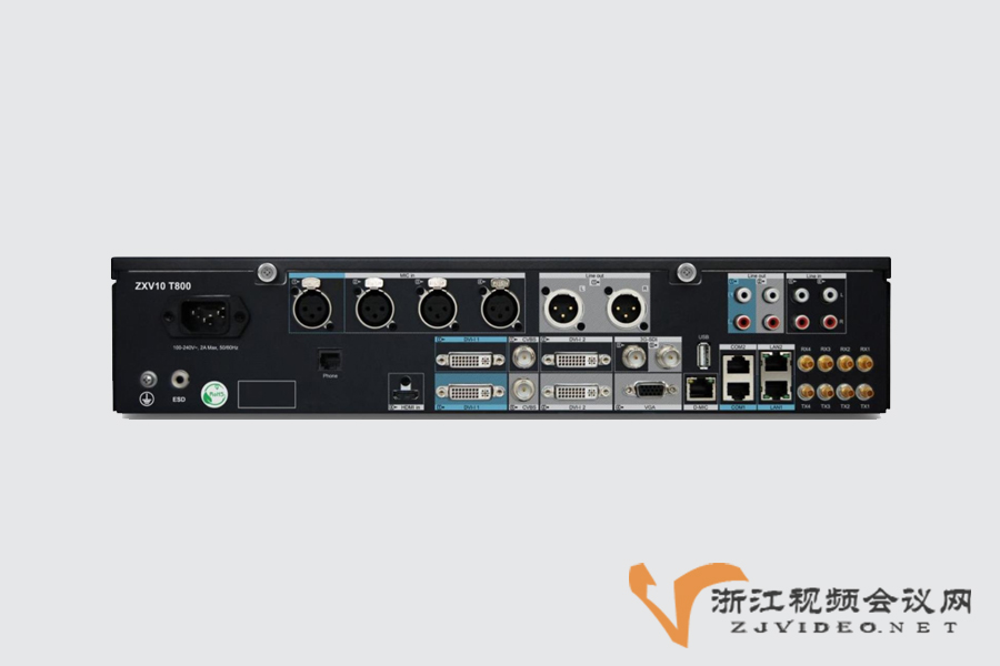 经典版高清视频会议终端——中兴 ZTE ZXV10 T800背面图
